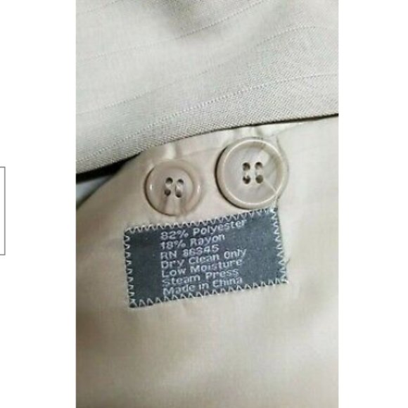 VANETTI Mens suit Khaki Tan Jacket Size 44L Dress pants Pleated 38L polyester - Picture 9 of 10